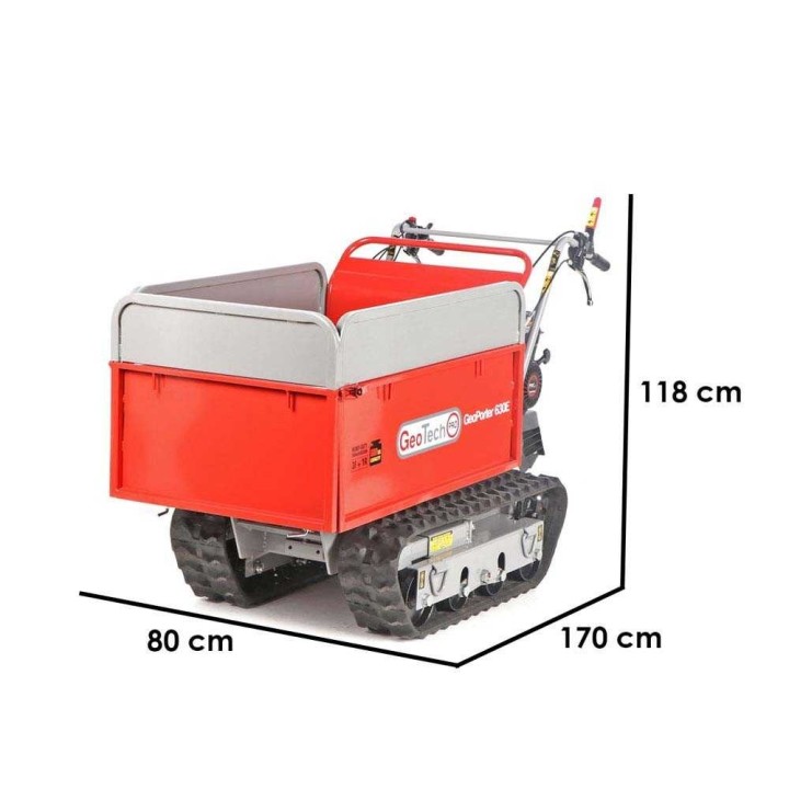 GeoTech Pro GeoPorter 630E telaketjullinen moottorikärry, 600 kg, 6,5 HP