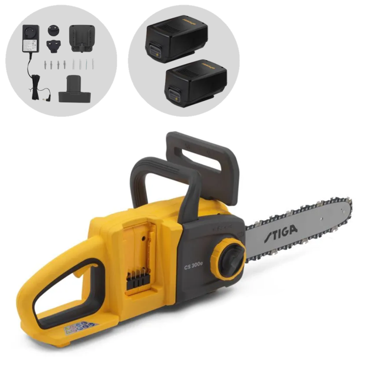 Stiga CS 300e Kit akkumoottorisaha 2 20 V 4 Ah laippa 30 cm