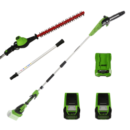 Greenworks GD40PSHK2X akkupensasleikkuri ja oksasaha 40 V 2 akkua