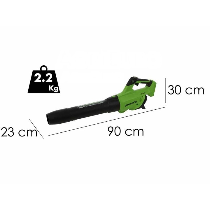 Greenworks GD40AB -akkupuhallin, 40 V, 4 Ah, 210 km/h