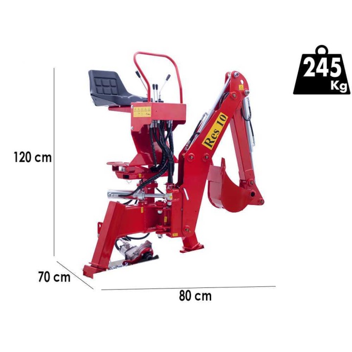 RES10-traktorikaivuri, 180° kääntö, 25 cm kauha, 18–30 HP