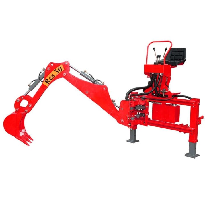 RES30-retrokaivuri traktoriin, hydraulinen sivusiirto, 35 cm kauha