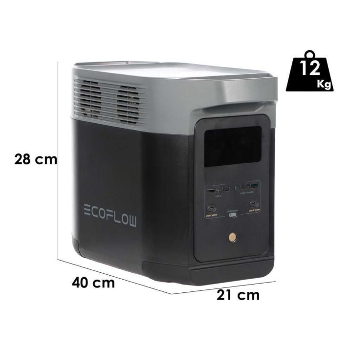 EcoFlow Delta 2 kannettava virtalähde, 1 024 Wh, 1 800 W, 2 400 W, LCD-näyttö