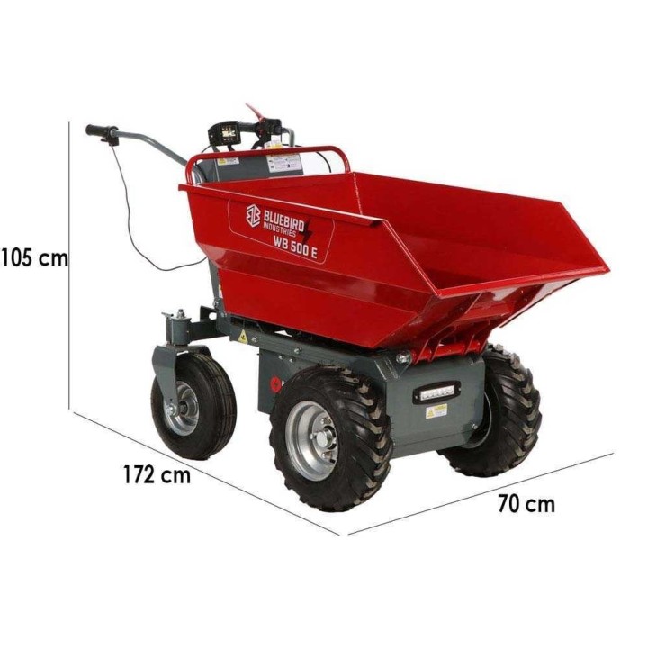 Blue Bird WB 500E akkukäyttöinen dumper-kottikärry, 48 V, 500 kg