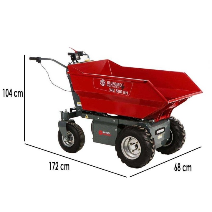 Blue Bird WB 500EH akkukäyttöinen dumper-kottikärry, 1 000 W, 500 kg