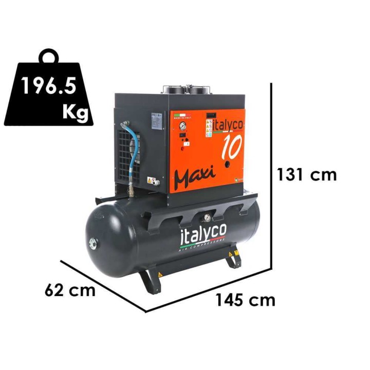 Italyco Maxi 10/270 ruuvikompressori, 10 HP, 270 l, 10 bar