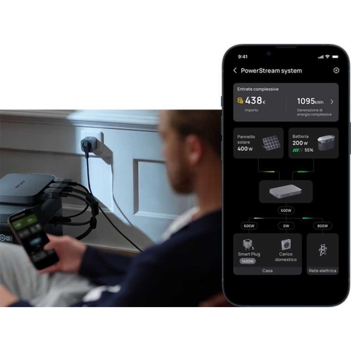 EcoFlow PowerStream 800W mikroinvertteri aurinkosähköön, IP67, Wi-Fi ja Bluetooth
