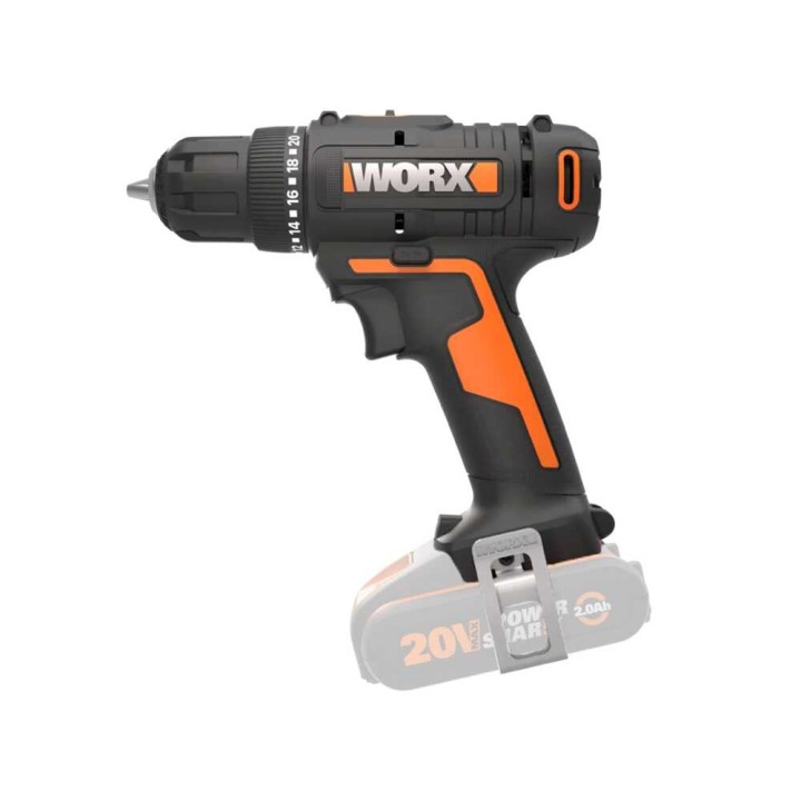 Worx WX100.9 akkuporakone-ruuvinväännin, 20 V, ilman akkua ja laturia