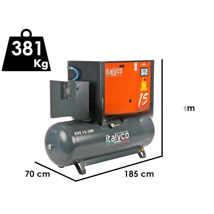 Italyco KVE 15/500 Premium ruuvikompressori, 15 HP, 500 l, 10 bar