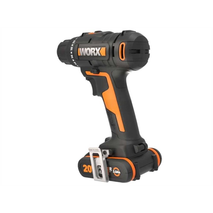 Worx WX100 akkuruuvinväännin, 20 V, 2 Ah, iskuporauksella