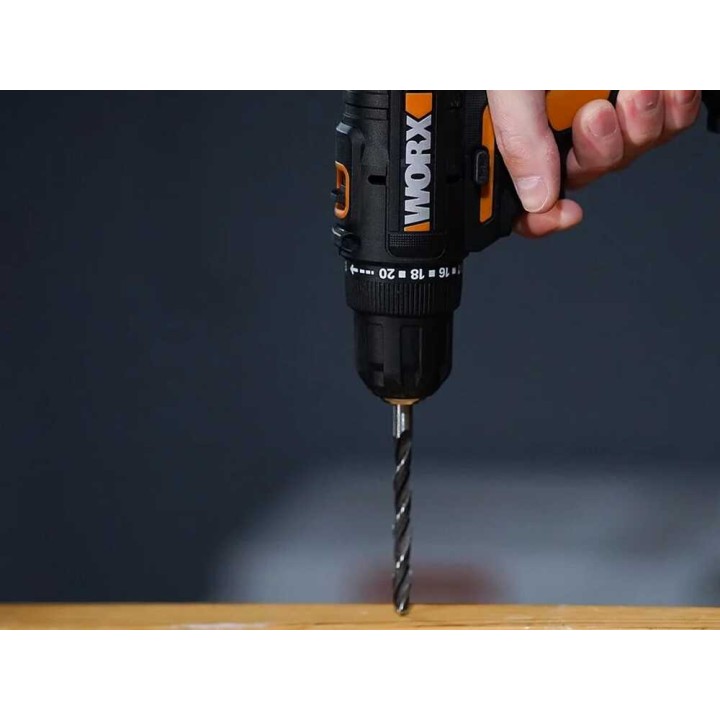 Worx WX100 akkuruuvinväännin, 20 V, 2 Ah, iskuporauksella