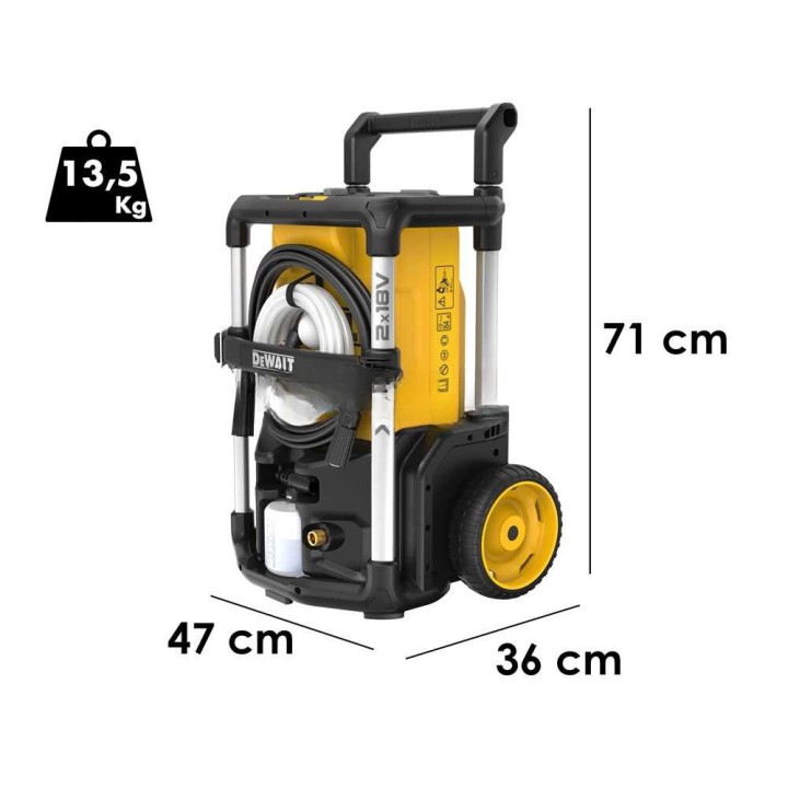 DeWalt DCMPW1600N-XJ akkukäyttöinen painepesuri, 110 bar, 5,5 l/min, 2 × 18 V 5 Ah