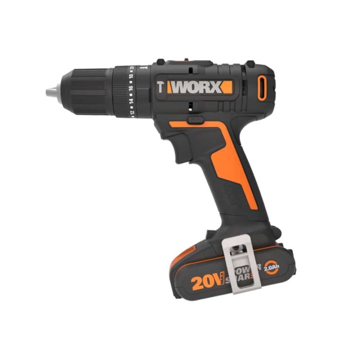 Worx WX370 akkukäyttöinen iskuporakone ja ruuvinväännin, 20 V, 2 Ah