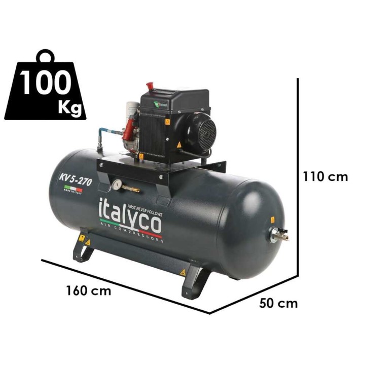 Italyco KV 5/270 ruuvikompressori, 270 l, 10 bar, 400 V