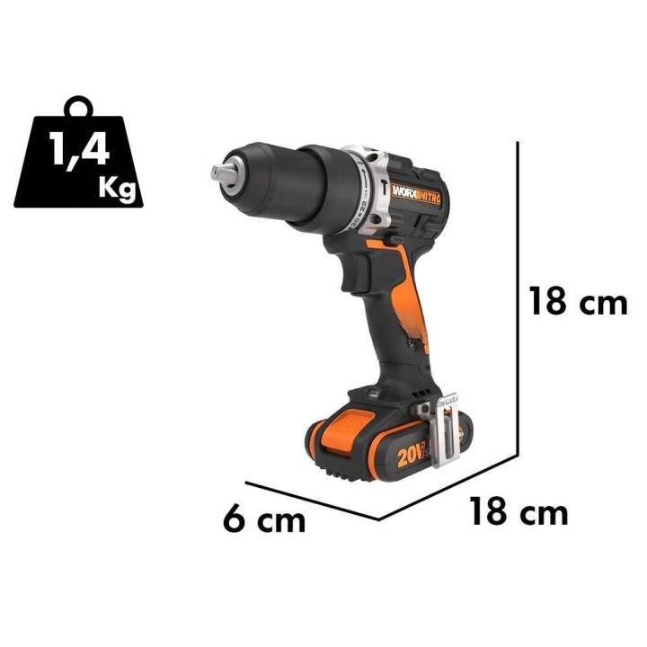 Worx Nitro WX352 iskuporakone, 20 V, 2 Ah akku