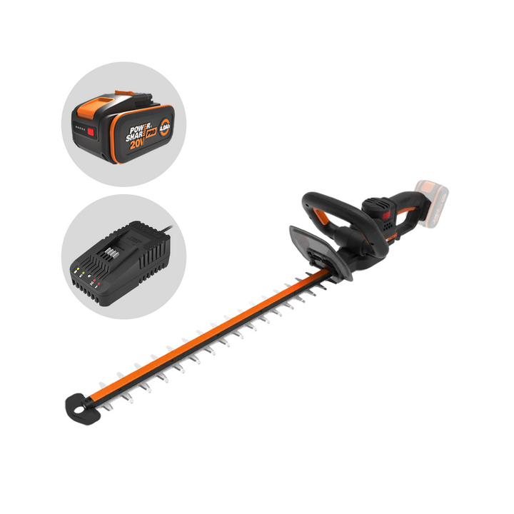 Worx Nitro WG263E akkukäyttöinen pensasleikkuri 20 V 4 Ah terä 57 cm