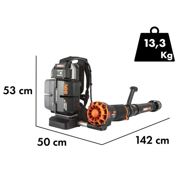 Worx WG572E akkureppupuhallin, 80 V, 4 × 20 V 4 Ah