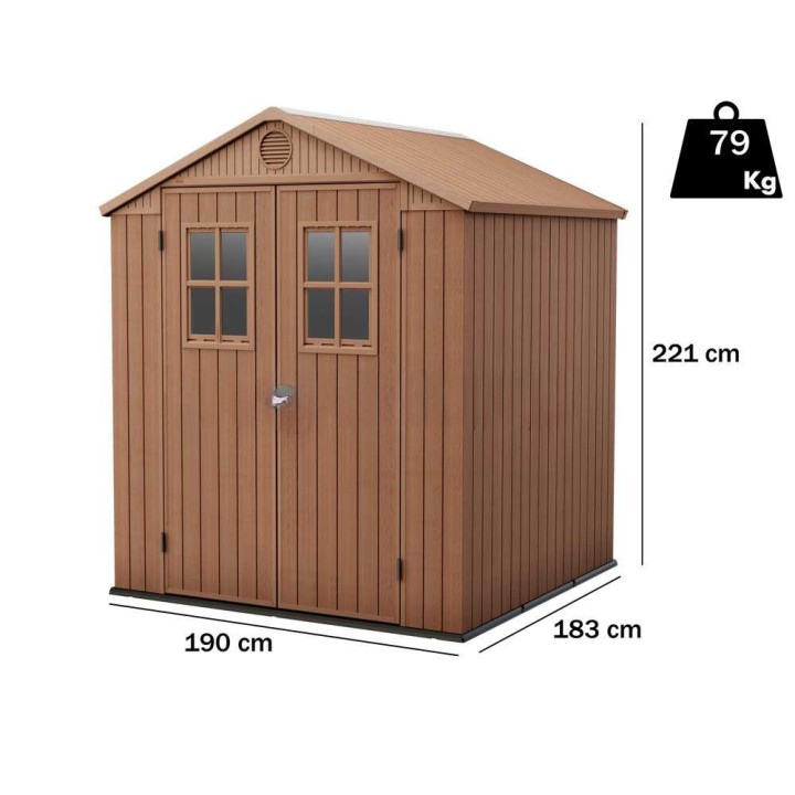 Keter Darwin 6x6 -puutarhavaja, ruskea, 190 × 183 × 221 cm