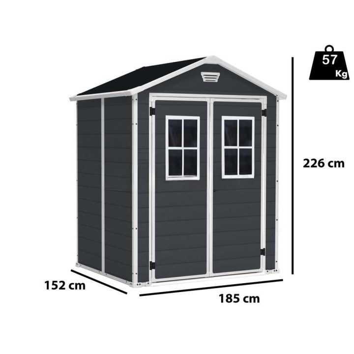 Keter Manor 6x5 puutarhavaja, 185 × 152 × 226 cm, musta