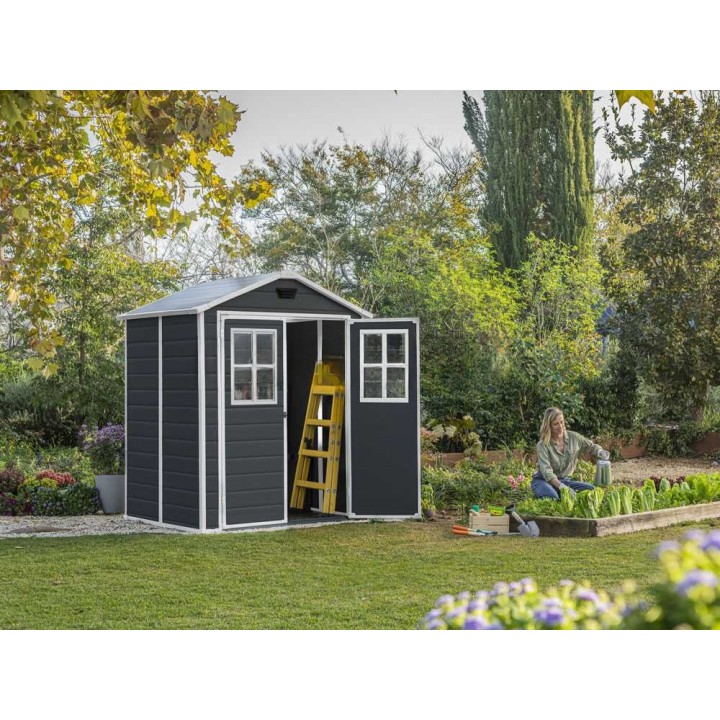 Keter Manor 6x5 puutarhavaja, 185 × 152 × 226 cm, musta