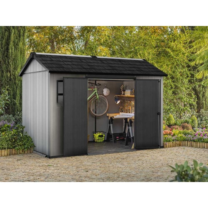 Keter Oakland 1175 puutarhamökki, 350 × 229 × 254 cm, PVC, kaksi ikkunaa