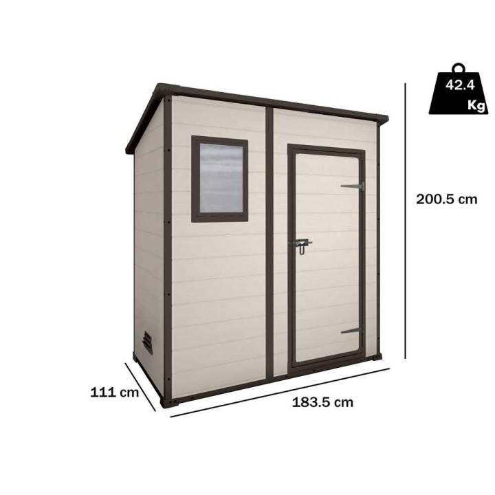 Keter Manor Pent puutarhavaja, beige, 183,5 × 111 × 200,5 cm