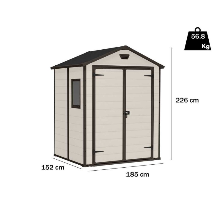 Keter Manor 6x5 beige puutarhavaja, PVC, 185 × 152 × 226 cm