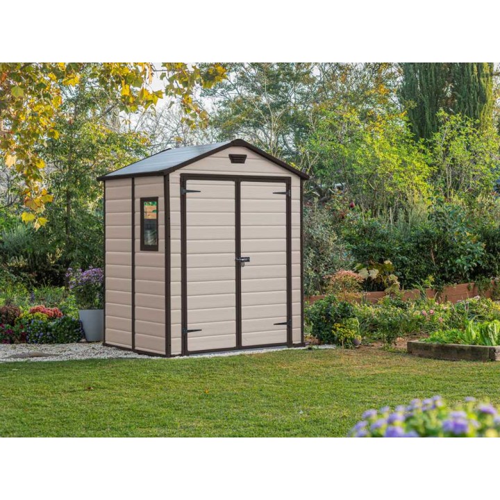 Keter Manor 6x5 beige puutarhavaja, PVC, 185 × 152 × 226 cm