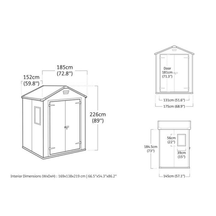 Keter Manor 6x5 beige puutarhavaja, PVC, 185 × 152 × 226 cm