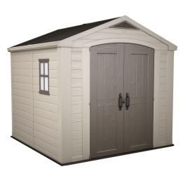 Keter Factor 8x8 beige puutarhamökki 256 5 255 243 cm PVC rakenne