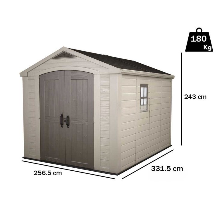 Keter Factor 8x11 beige puutarhavaja, PVC, 256,5 × 331,5 × 243 cm