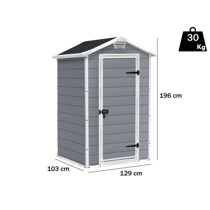 Keter Manor 4x3 -puutarhavaja, harmaa, 129 × 103 × 196 cm