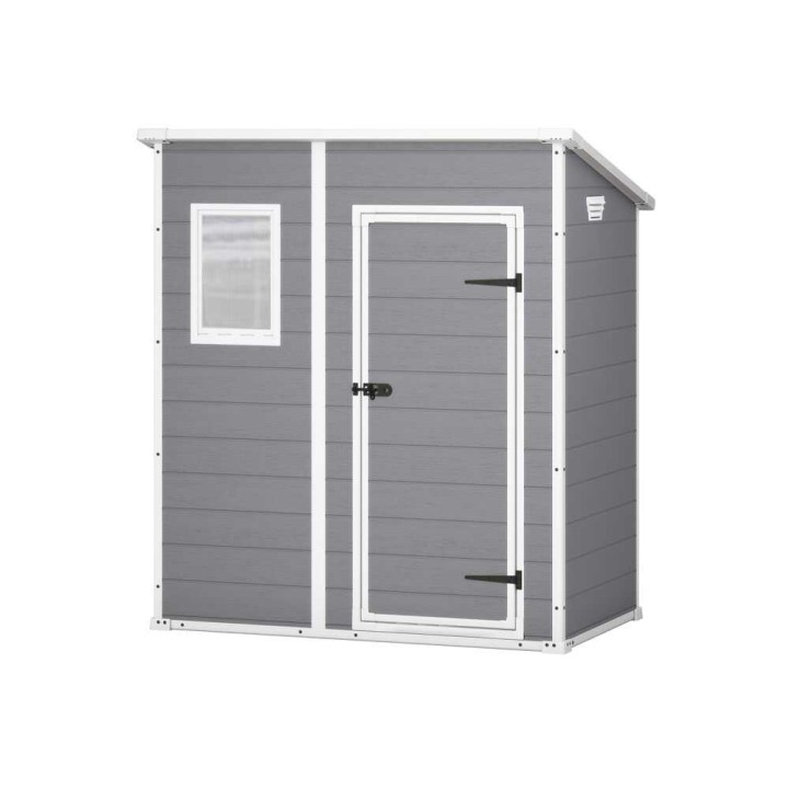 Keter Manor Pent 6x4 harmaa puutarhavaja, 183,5 × 111 × 200,5 cm