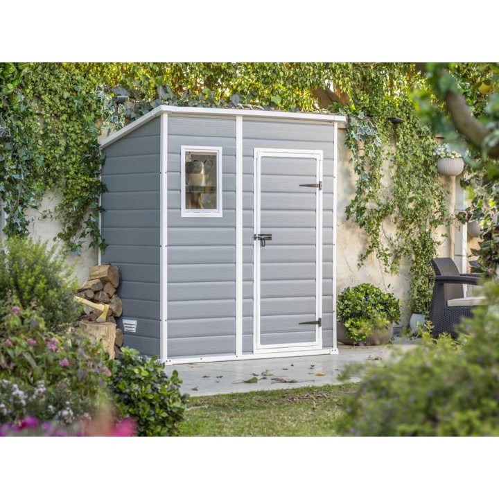 Keter Manor Pent 6x4 harmaa puutarhavaja, 183,5 × 111 × 200,5 cm