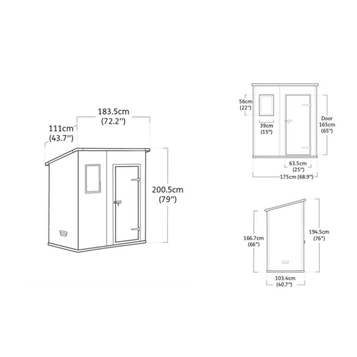 Keter Manor Pent 6x4 harmaa puutarhavaja, 183,5 × 111 × 200,5 cm