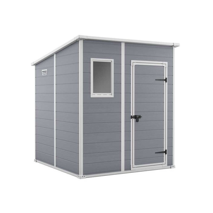 Keter Manor Pent 6x6 harmaa puutarhavaja, PVC, 183,5 × 185 × 200 cm