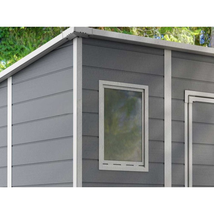 Keter Manor Pent 6x6 harmaa puutarhavaja, PVC, 183,5 × 185 × 200 cm