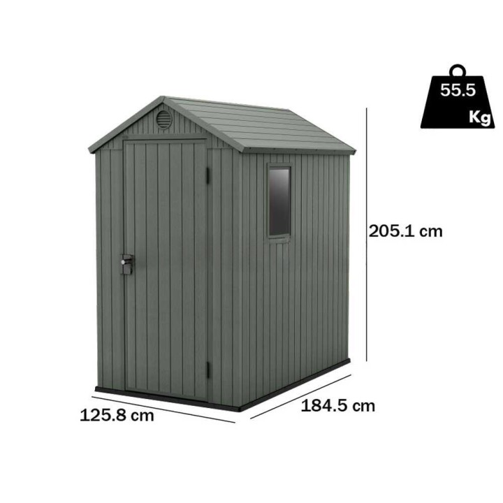 Keter Darwin 4x6 vihreä puutarhavaja, 125,8 × 184,5 × 205,1 cm