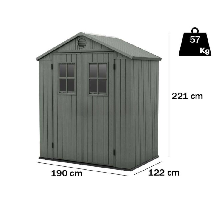 Keter Darwin 6x4 vihreä puutarhavaja, 190 × 122 × 221 cm