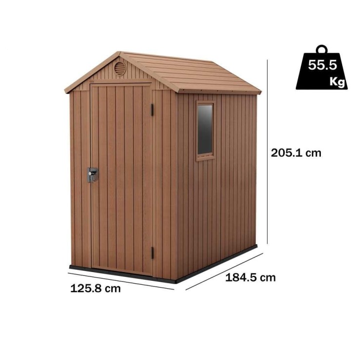 Keter Darwin 4x6 säilytysvaja ruskea 125 8 184 5 205 1 cm