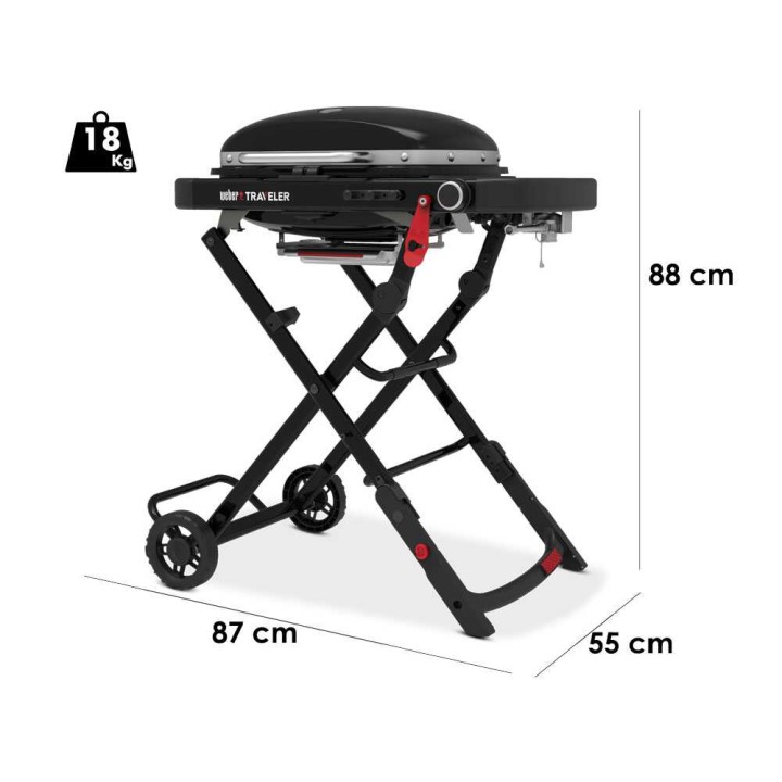 Weber Traveler Compact 1500557 kaasugrilli, 3,1 kW, kokoon taittuva