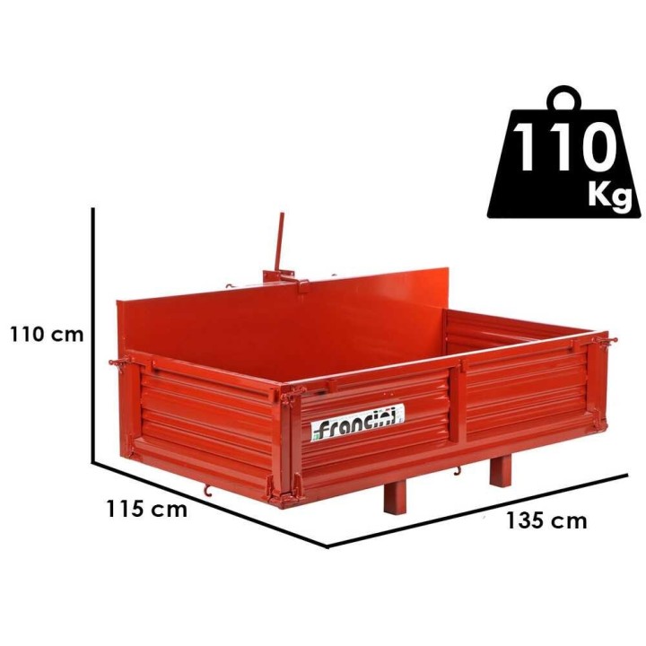 Francini P 130 kuljetuslava traktoriin, kippilava, 500 kg, 130 × 90 cm