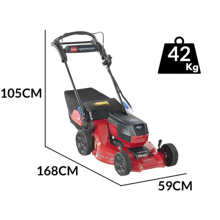 Toro eSuper Recycler eC53 akkuruohonleikkuri, 53 cm, 60 V, 7,5 Ah alumiinirunko