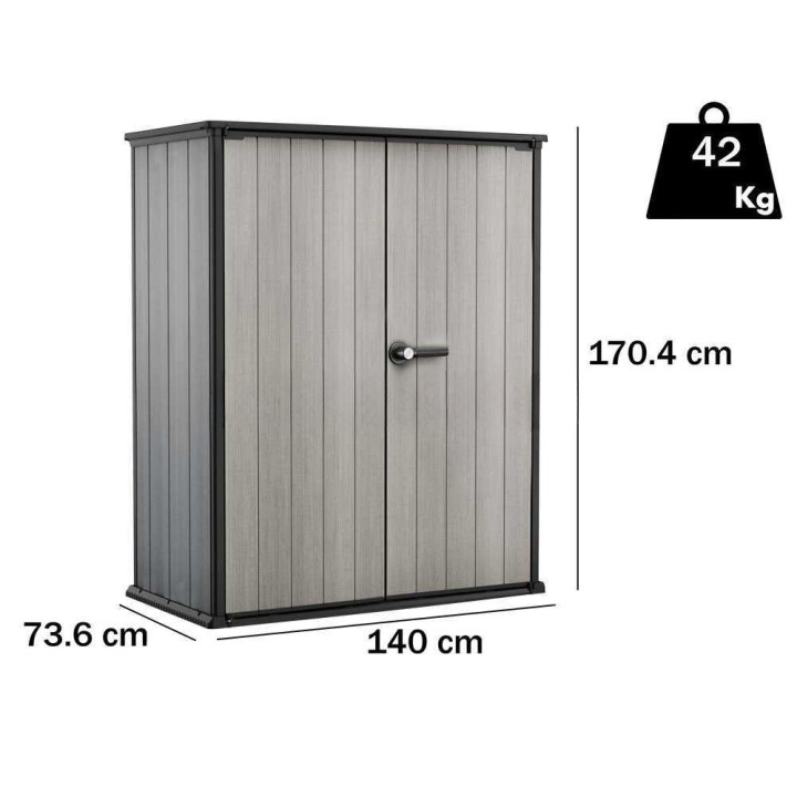 Keter High Store+ puutarhakaappi työkaluille, 1 400 l, 140 × 73,6 × 170,4 cm