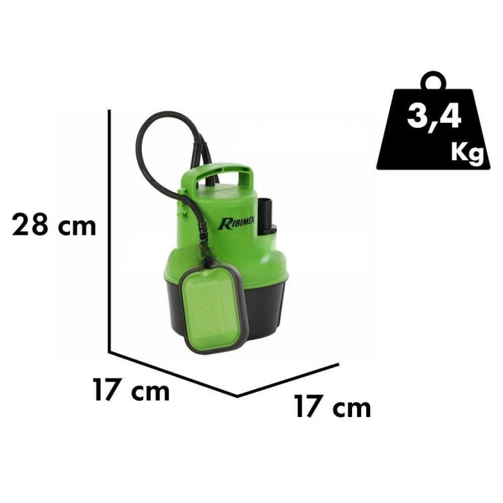 Ribimex PRPVC249 uppopumppu kirkkaalle vedelle, 250 W, 4 600 l/h