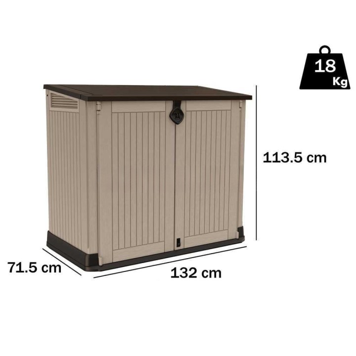 Keter Store it Out Midi beige säilytyskaappi, 880 l, 132 × 71,5 × 113,5 cm