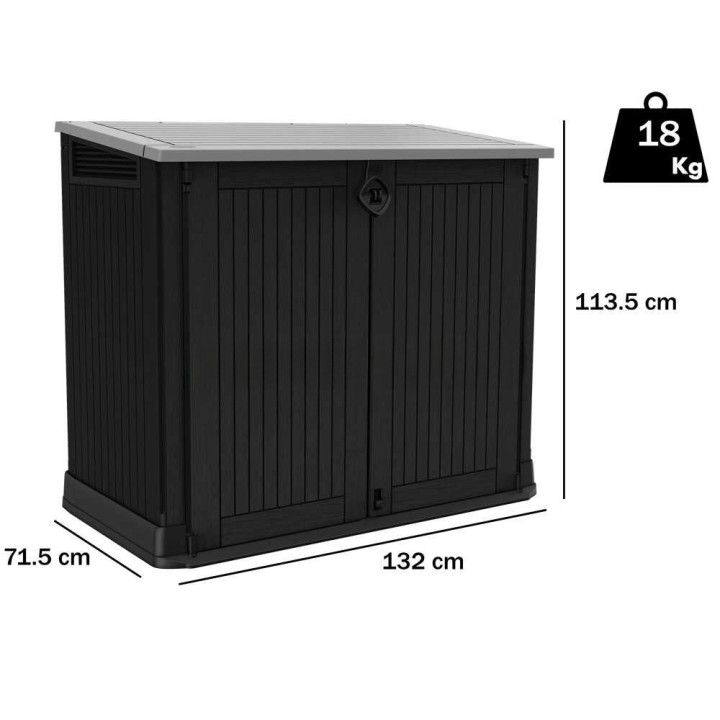 Keter Store it Out Midi black säilytyskaappi, 880 l, 132 × 71,5 × 113,5 cm