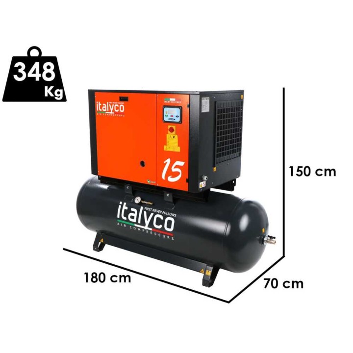 Italyco KV 15/500 Premium ruuvikompressori, 500 l, 15 HP, 400 V, 10 bar