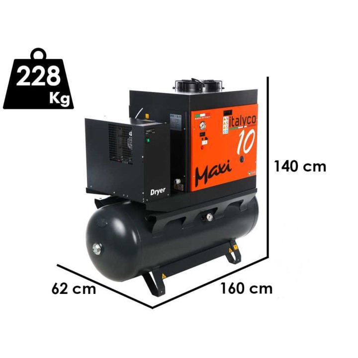 Italyco Maxi 10/270 D ruuvikompressori, 10 HP, 270 l, 10 bar, 400 V