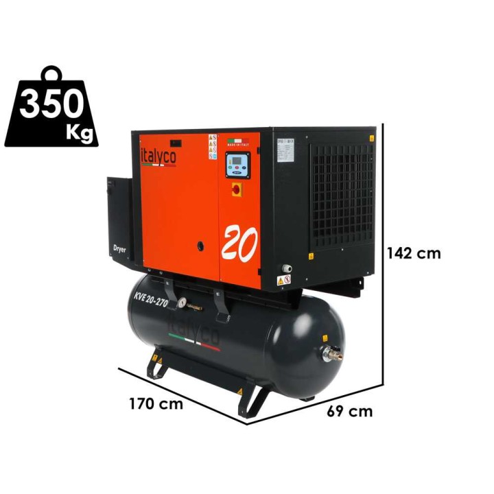 Italyco KVE 20/270 Premium ruuvikompressori, 20 HP, 270 l, 10 bar
